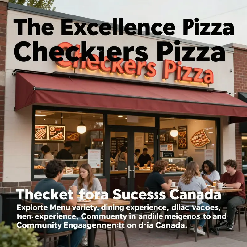 The exterior of Checkers Pizza restaurant with happy patrons entering.