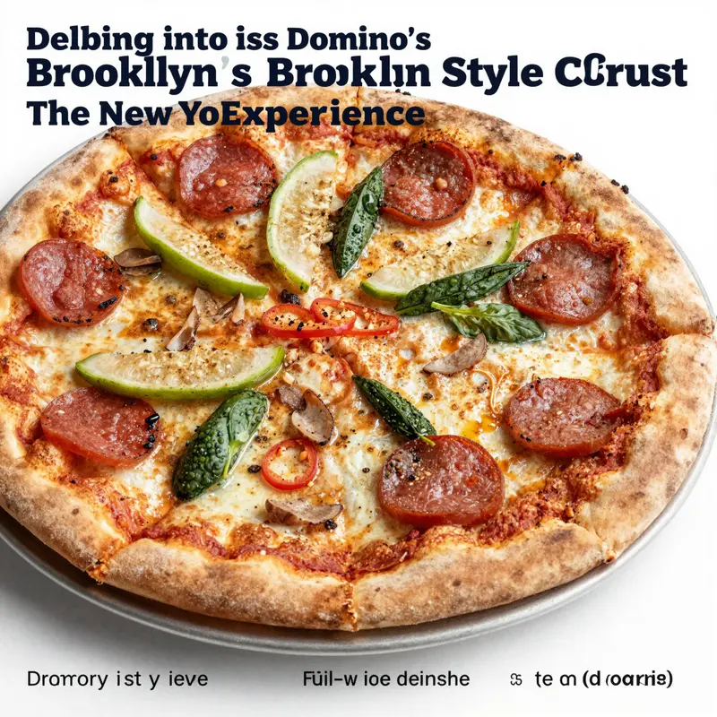 A tantalizing Brooklyn Style pizza from Domino's, featuring a crispy foldable crust and colorful toppings.