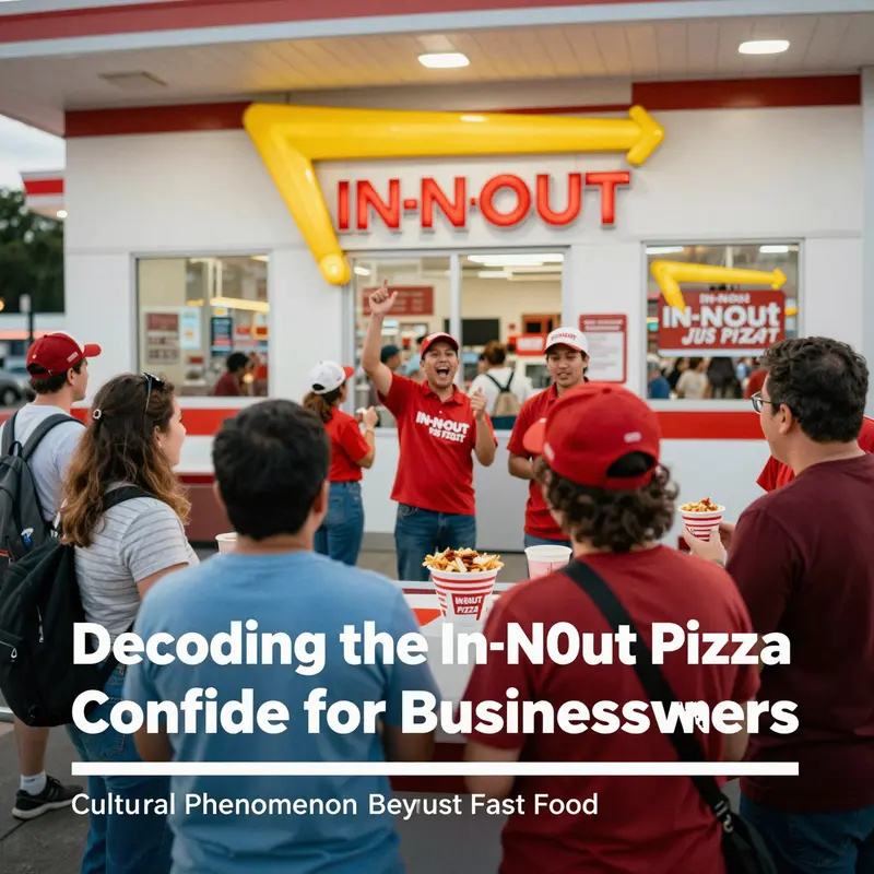 The stark contrast between the vibrant world of In-N-Out Burgers and a typical pizza establishment.