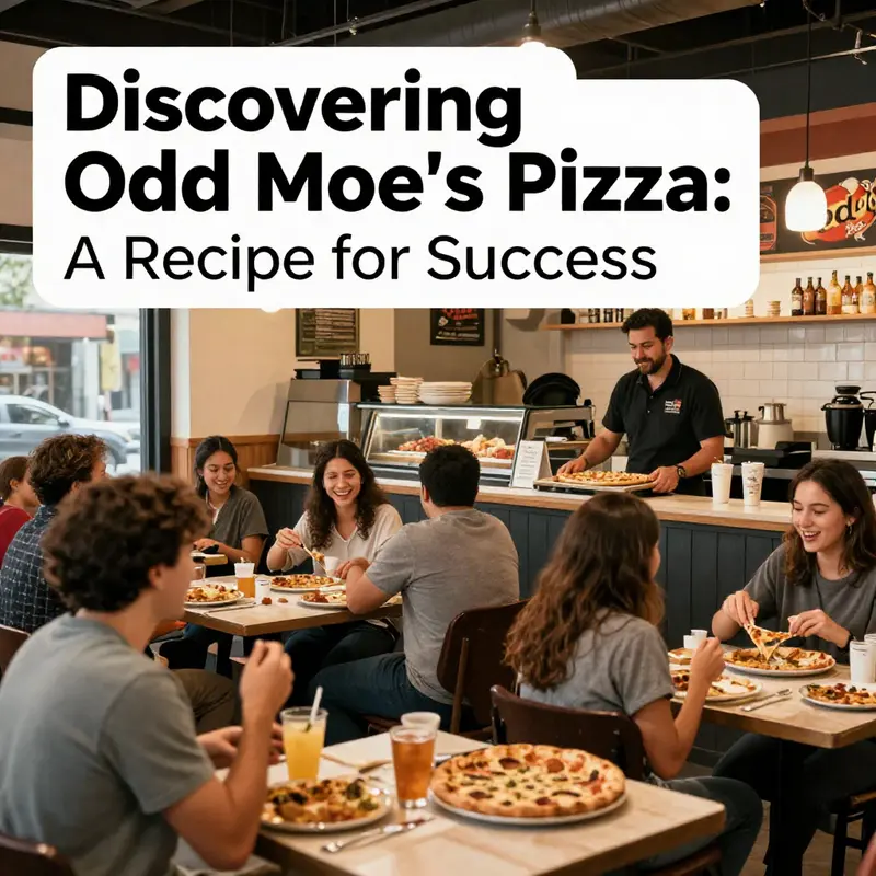 Customers enjoying their meals at Odd Moe’s Pizza, highlighting friendly service and a welcoming atmosphere.