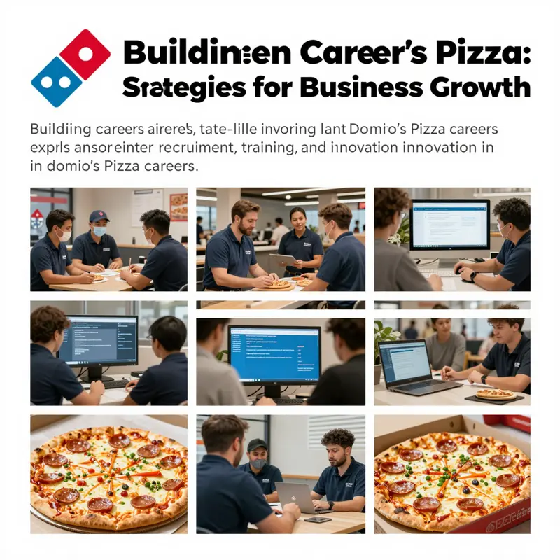 A visual representation of Domino's Pizza careers, highlighting job opportunities, training, and technology integration.