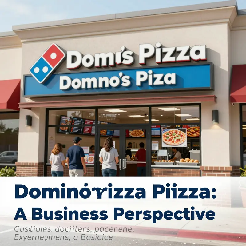A storefront of Domino's Pizza in Orlando bustling with customers and showcasing its lively atmosphere.