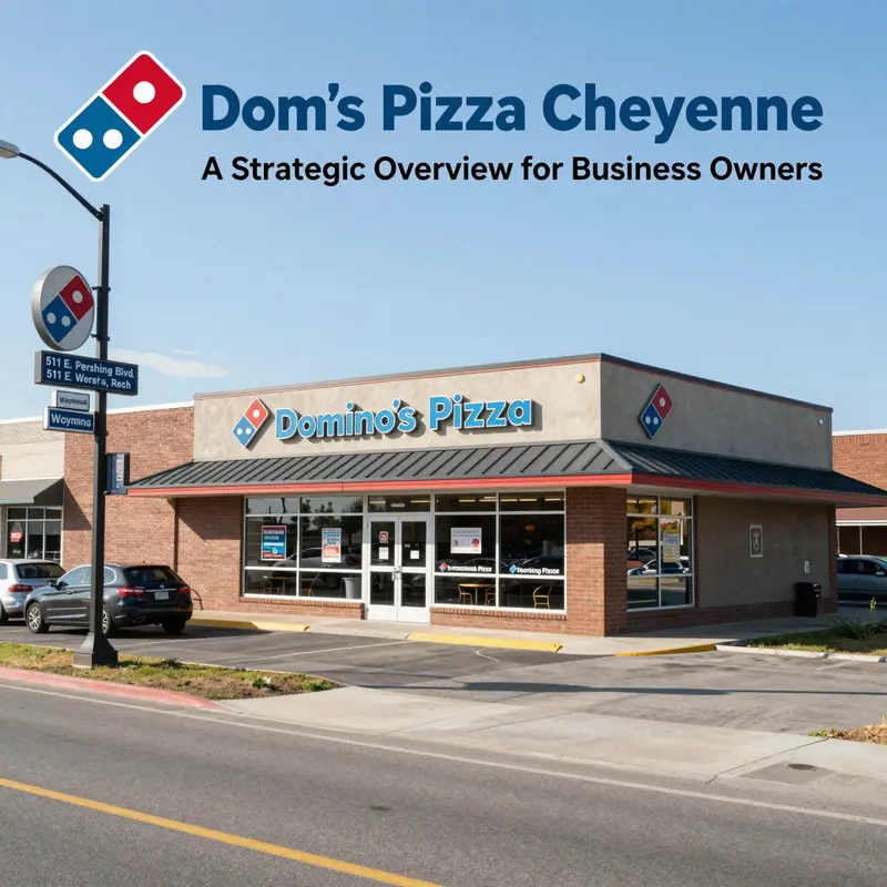 Domino’s Pizza Cheyenne strategically positioned on E. Pershing Blvd, illustrating its ease of access and prominence for local customers.