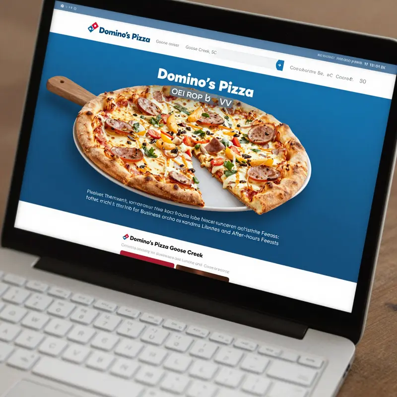 The inviting front entrance of Domino’s Pizza Goose Creek, highlighting its strategic location.