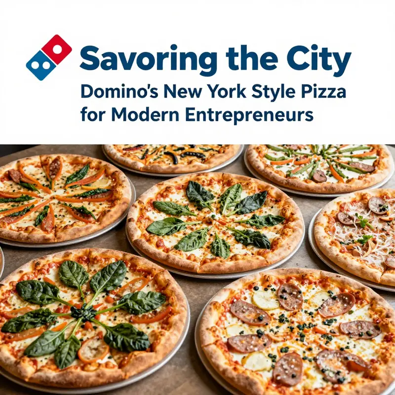A variety of Domino’s New York Style pizzas with diverse toppings, appealing to different customer preferences.