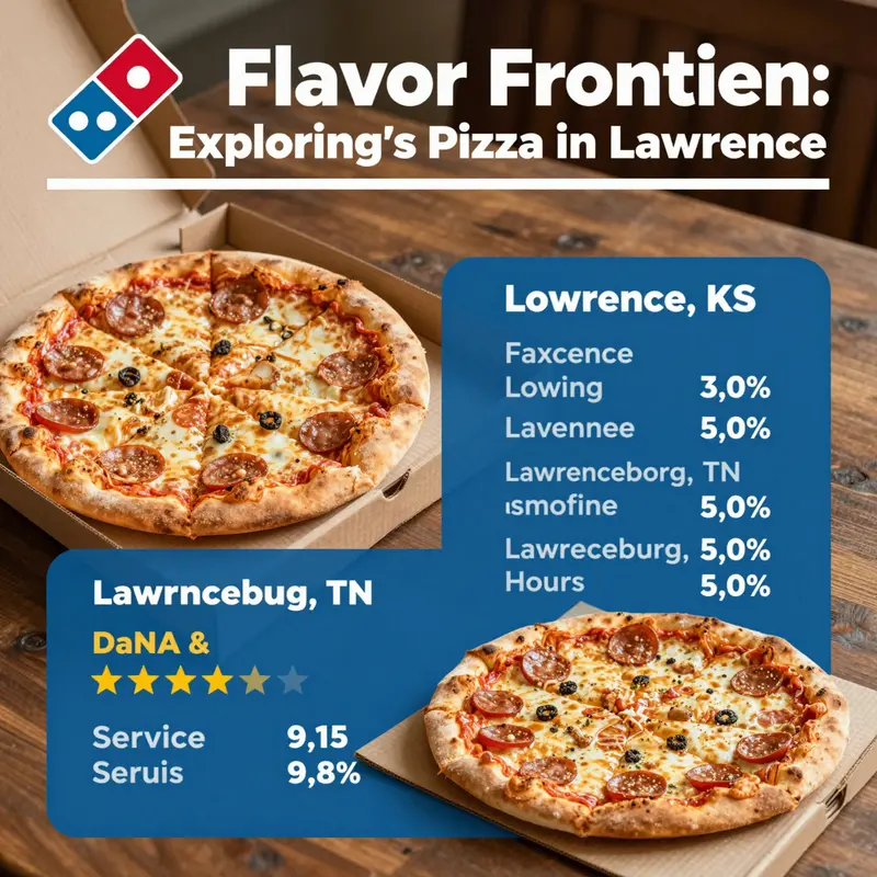 The lively storefront of Domino’s Pizza in Lawrence, inviting customers with its distinct branding.