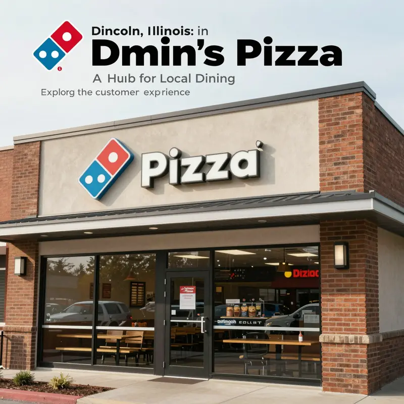 Exterior view of Domino's Pizza in Lincoln, Illinois, featuring the restaurant's signage.