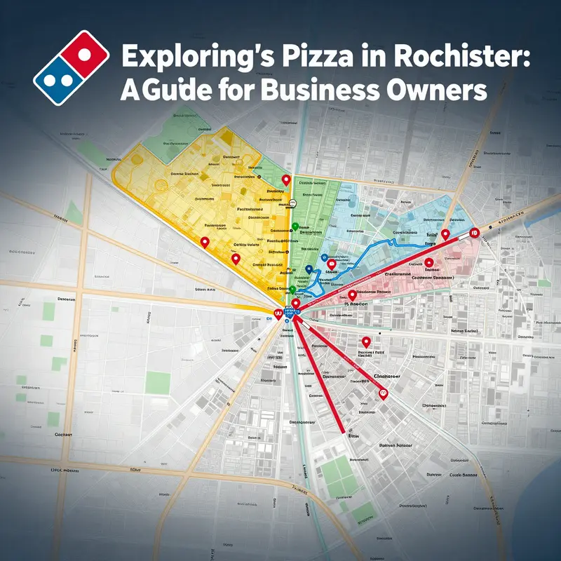A detailed map showcasing Domino’s Pizza locations throughout Rochester.