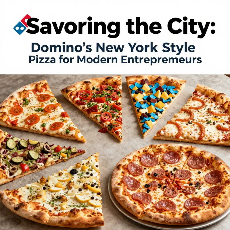 A variety of Domino’s New York Style pizzas with diverse toppings, appealing to different customer preferences.