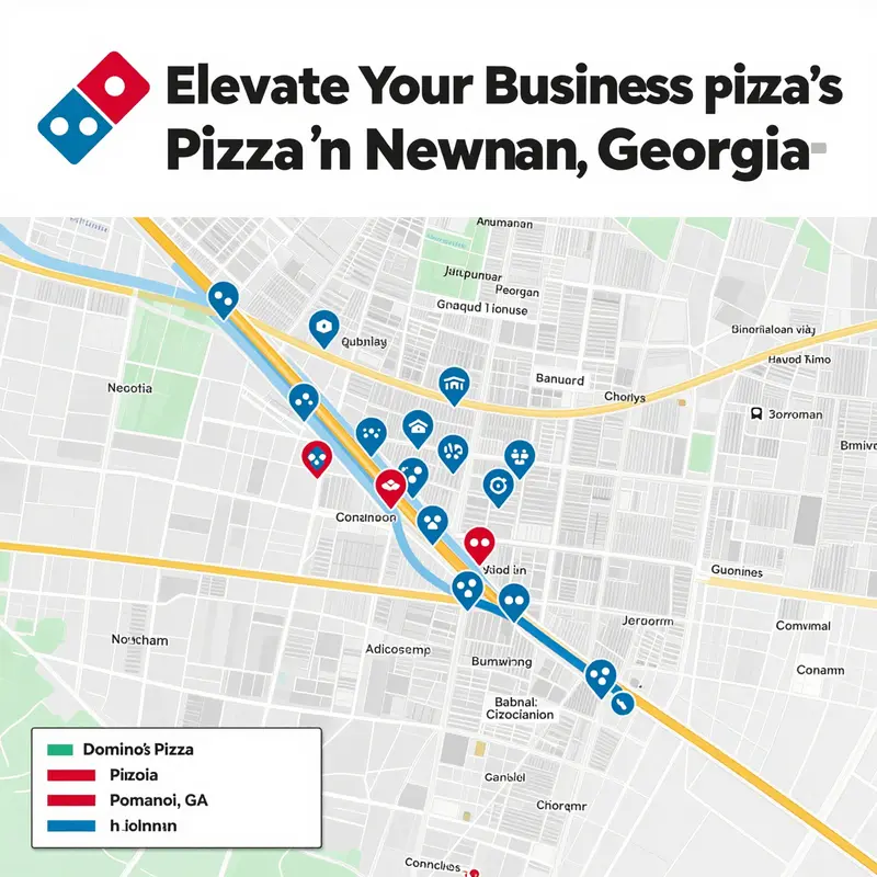 Map of Domino’s Pizza locations in Newnan, Georgia, highlighting easy access for customers.