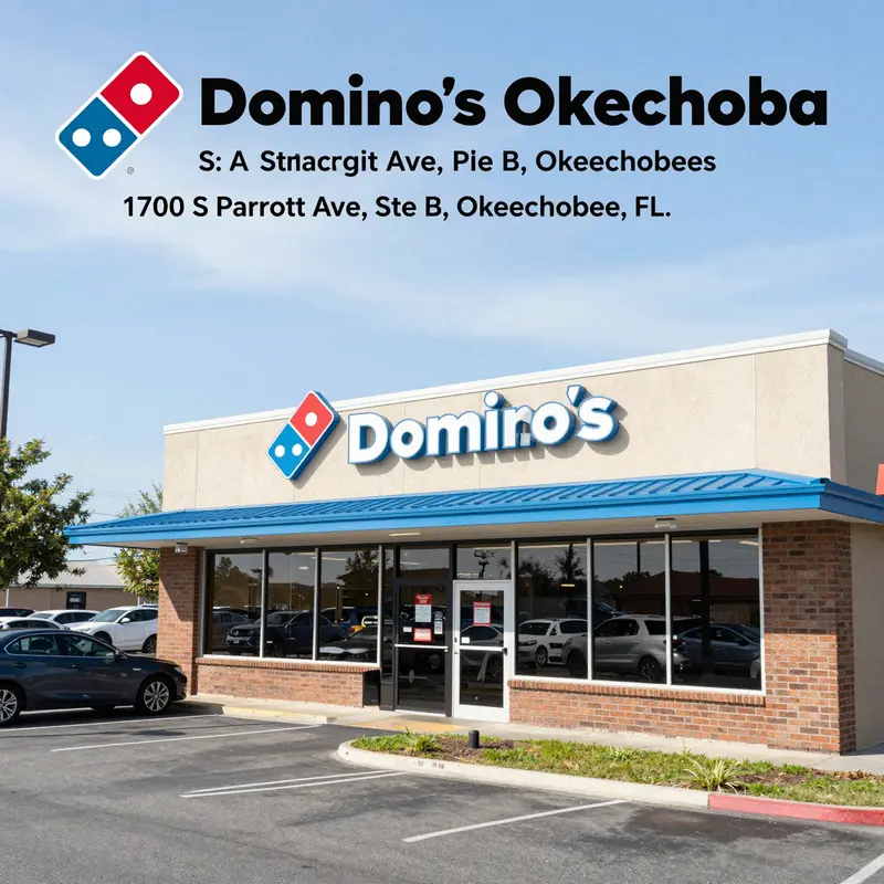 Domino’s Pizza Okeechobee storefront highlighting its accessible location and contact details.