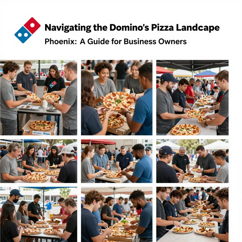 The bustling exterior of Domino’s Pizza in Phoenix, highlighting community access.