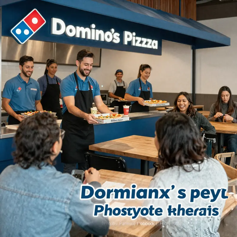 The bustling exterior of Domino’s Pizza in Phoenix, highlighting community access.