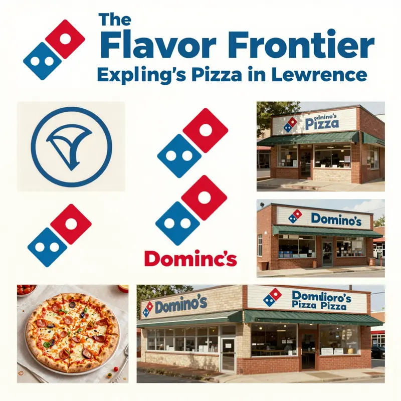 The lively storefront of Domino’s Pizza in Lawrence, inviting customers with its distinct branding.