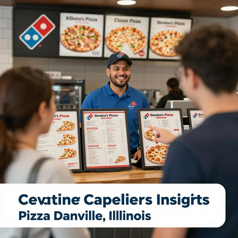 The inviting storefront of Domino’s Pizza in Danville, showcasing its welcoming atmosphere.