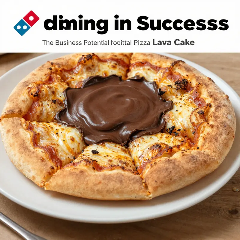 Domino's Pizza Lava Cake artistically served, emphasizing its decadent design and warm chocolate core.