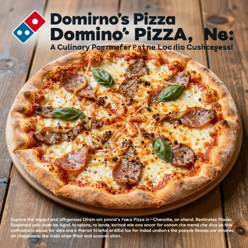 A photo of a freshly made Domino's Pizza, highlighting its toppings and crust detail, symbolizing the brand's quality.