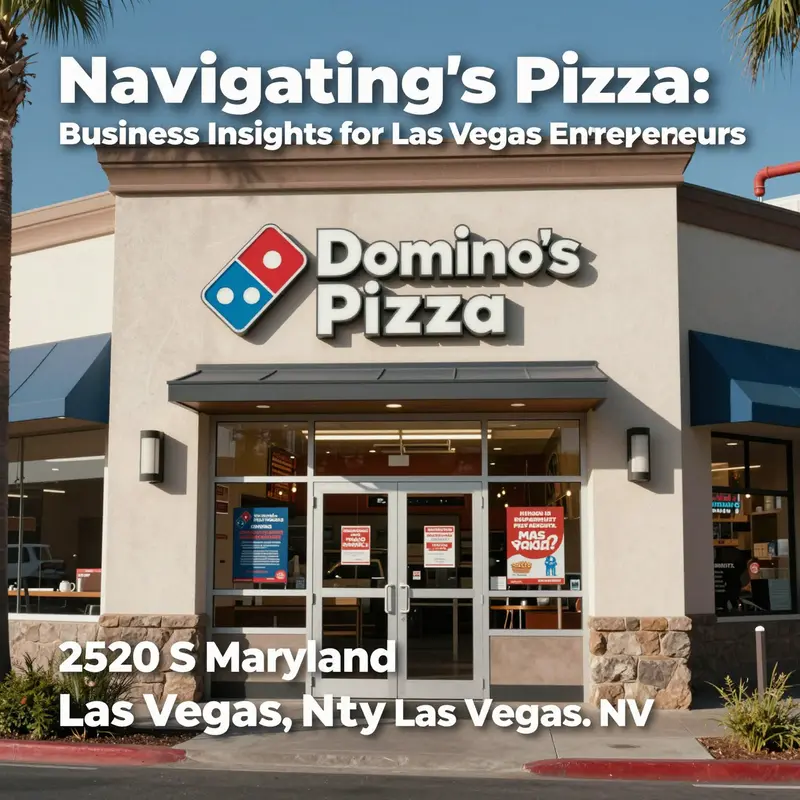 The welcoming storefront of Domino’s Pizza in Las Vegas, highlighting its central location and accessibility.