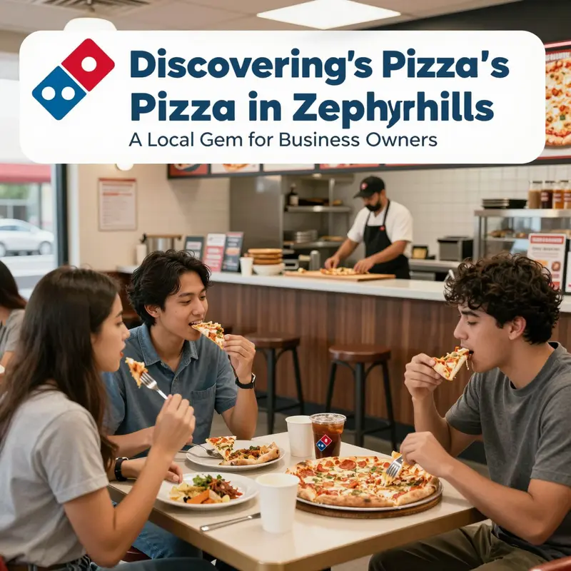 The welcoming exterior of Domino’s Pizza at 5050 Gall Blvd, Zephyrhills.