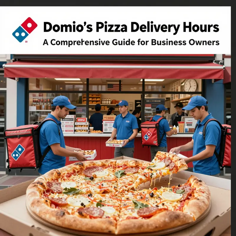 Domino’s Pizza store bustling with activity, showcasing its regular delivery hours.