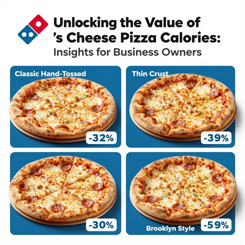 Detailed infographic showing the caloric and macronutrient breakdown of a Domino’s cheese pizza slice.