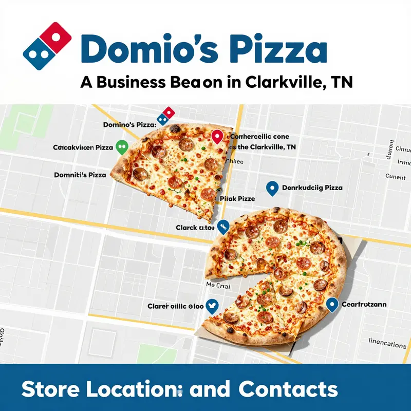 A map showcasing the various Domino’s Pizza locations throughout Clarksville, TN.