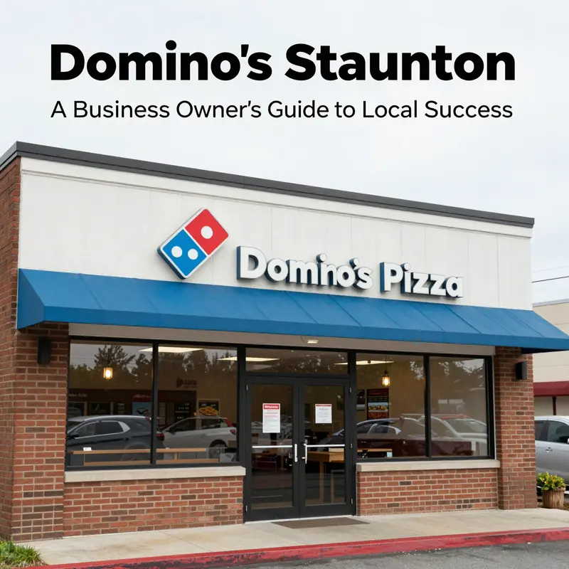 The storefront of Domino's Pizza in Staunton, Virginia, featuring clear branding and an inviting atmosphere.