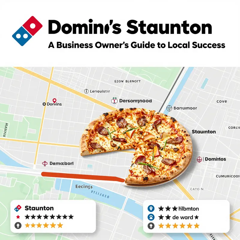 Map of Domino’s locations in Staunton with ratings.