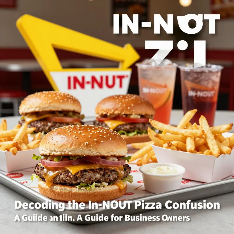 The stark contrast between the vibrant world of In-N-Out Burgers and a typical pizza establishment.