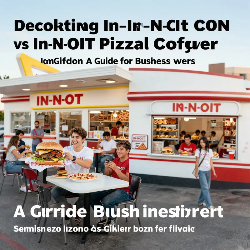 The stark contrast between the vibrant world of In-N-Out Burgers and a typical pizza establishment.