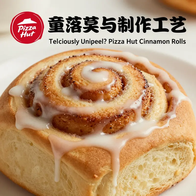 A perfectly baked Pizza Hut cinnamon roll highlighting its inviting golden color and appetizing icing.