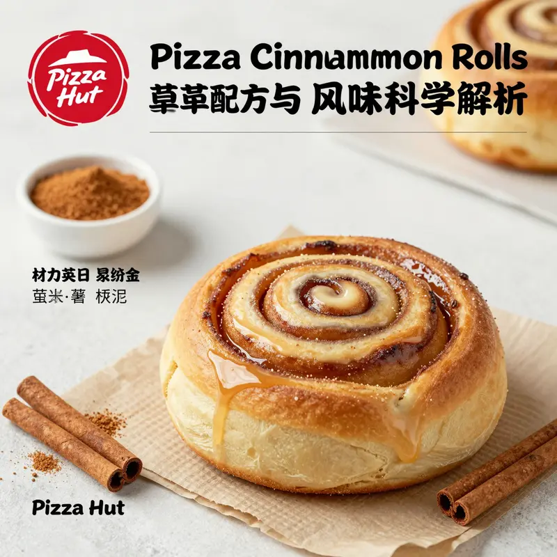 A perfectly baked Pizza Hut cinnamon roll highlighting its inviting golden color and appetizing icing.