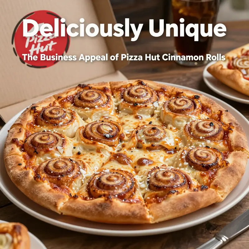 A perfectly baked Pizza Hut cinnamon roll highlighting its inviting golden color and appetizing icing.