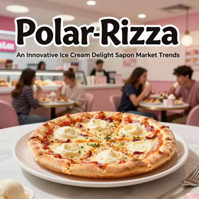Polar Pizza dessert on a plate inside a Baskin-Robbins store, with ambient lighting and customers in the background.
