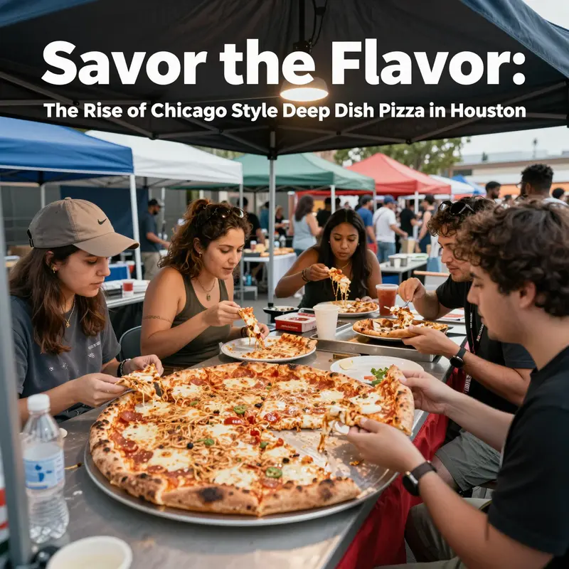Indulge in the best Chicago style deep dish pizza at top-rated Houston restaurants.