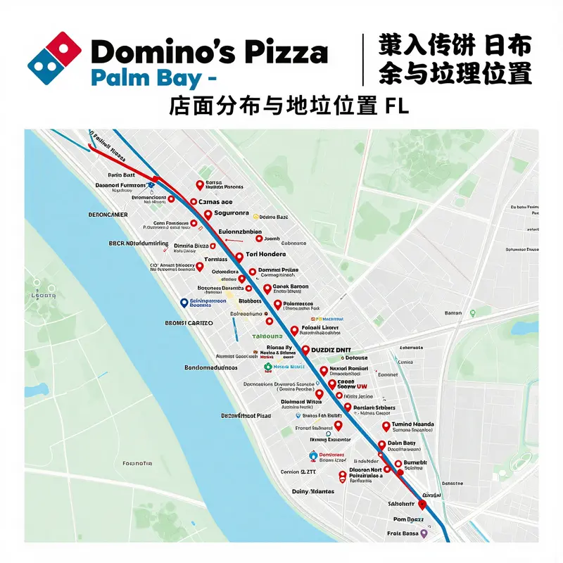 Map of Domino’s Pizza locations in Palm Bay, illustrating their accessibility for local businesses.