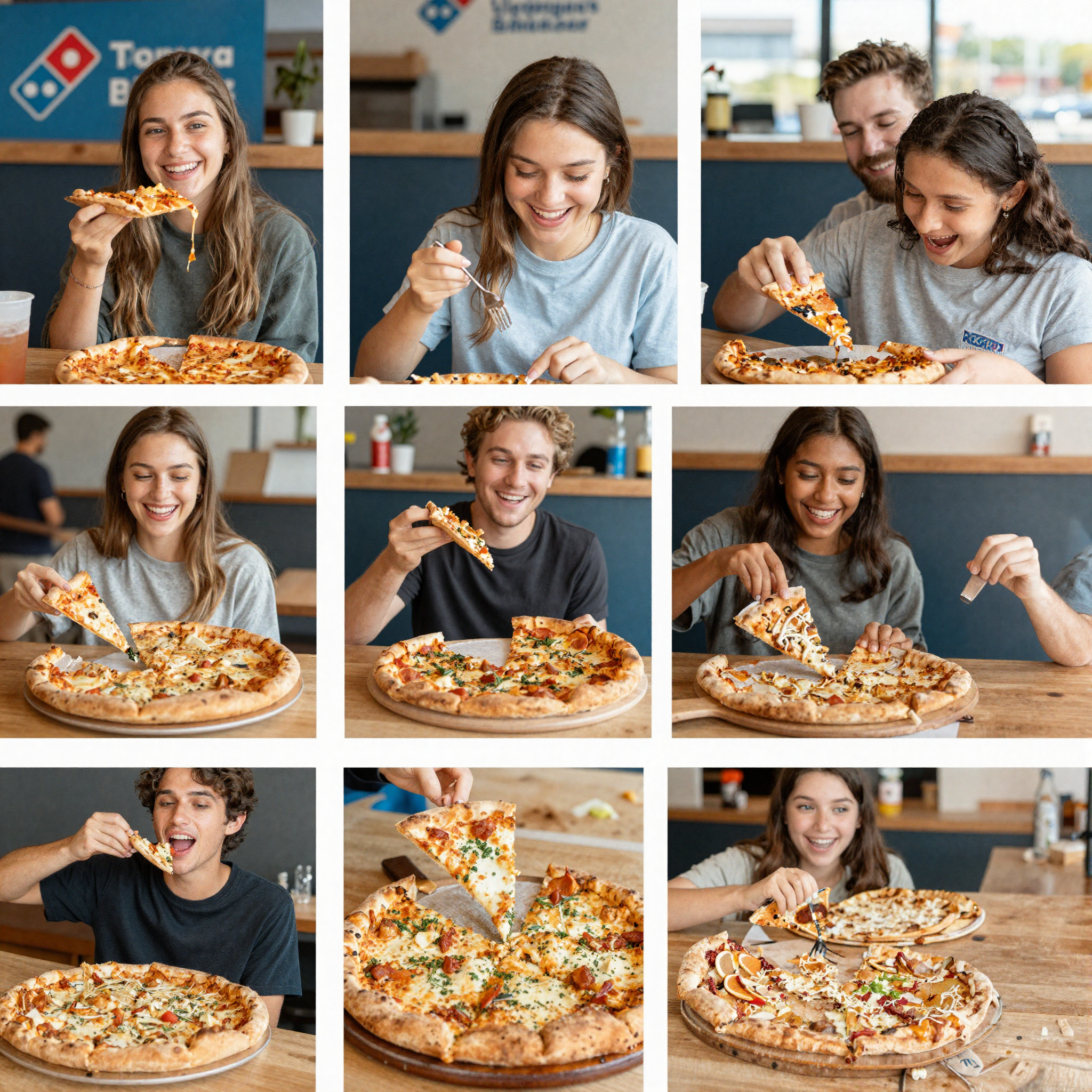 Happy customers enjoying Domino's Pizza