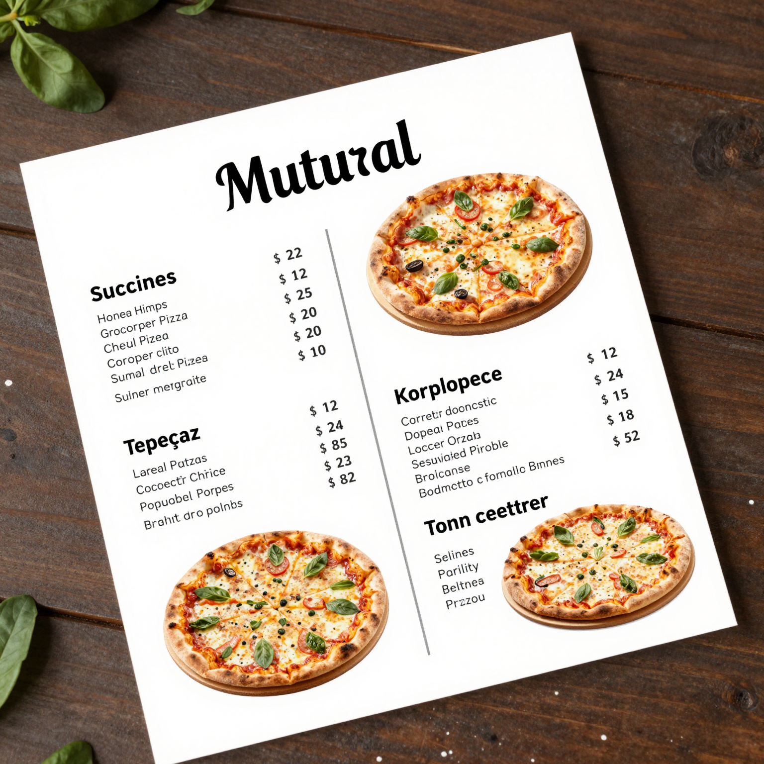 Jack's Pizza Menu Options