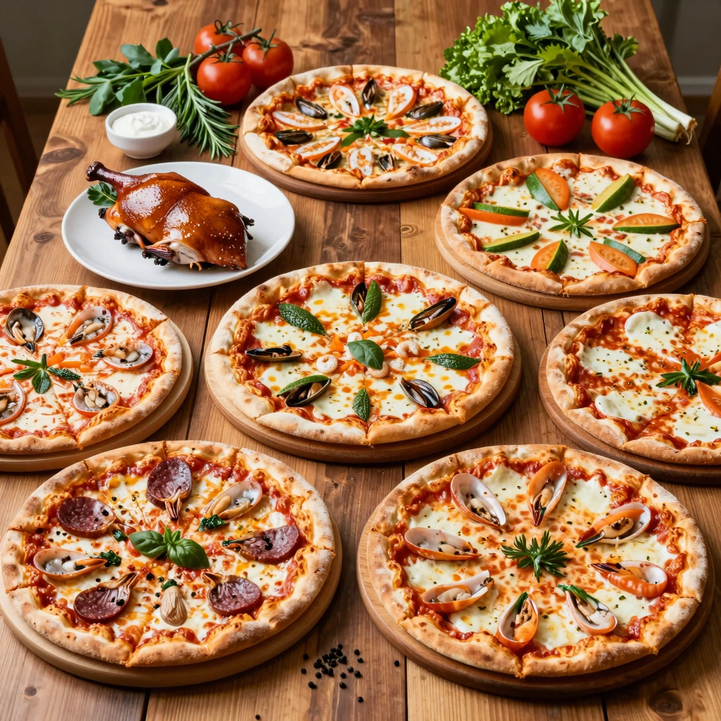Assortment of pizza varieties