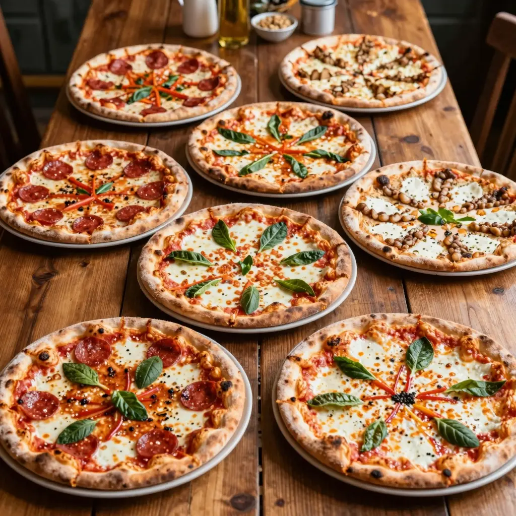 A variety of pizzas from Martino's Pizza