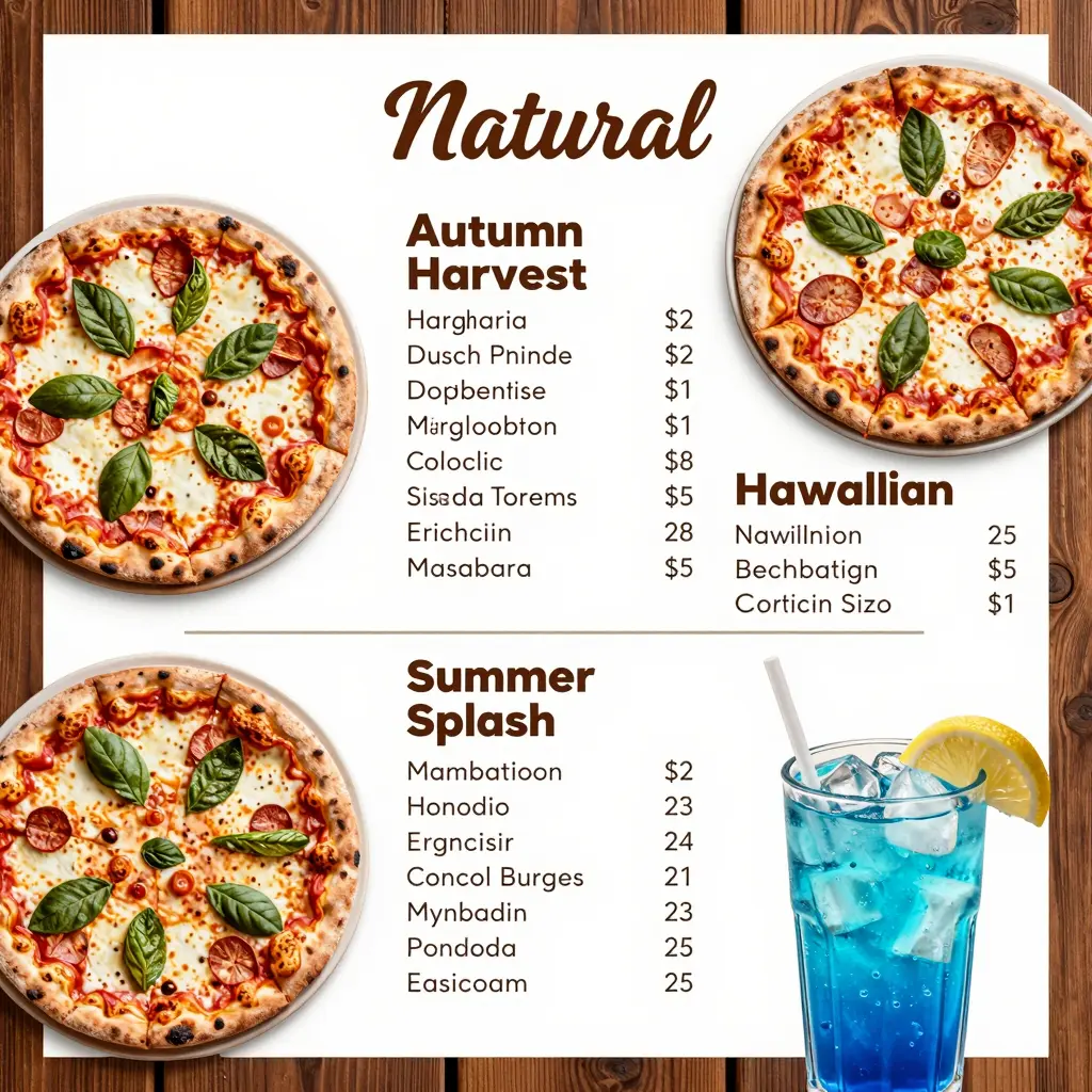 Papa's Pizzeria Menu Items