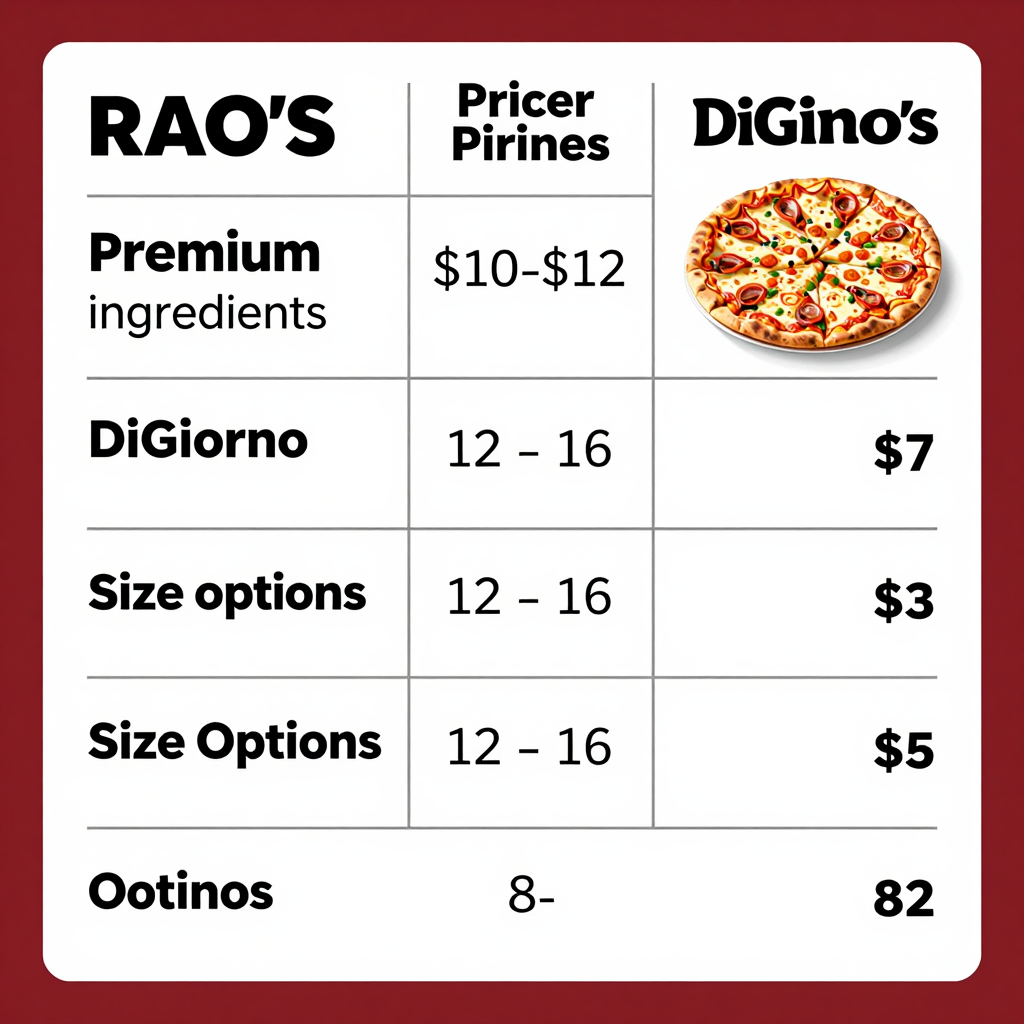 Comparison Table of Frozen Pizzas
