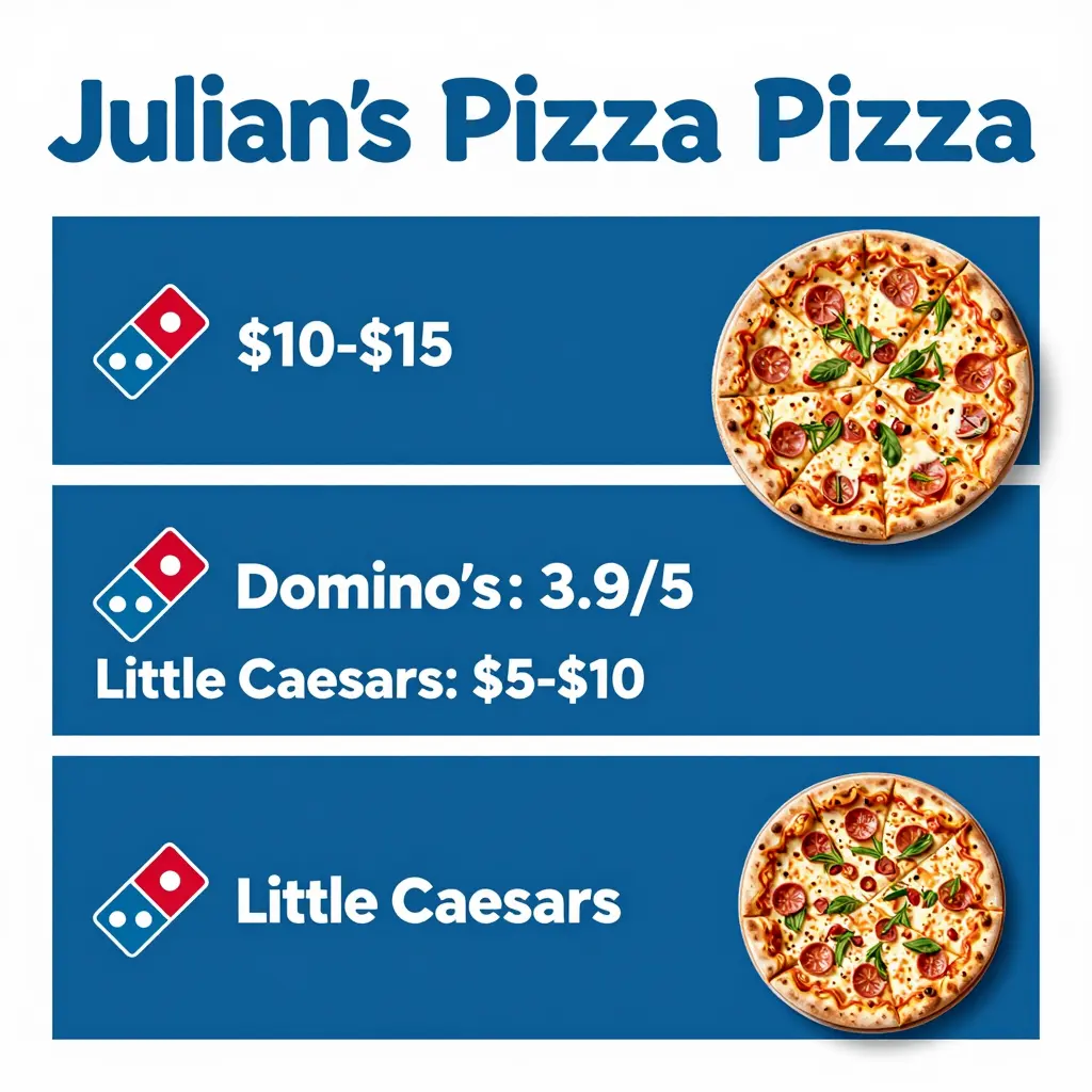 Comparison Chart for Julian's Pizza, Domino's Pizza, and Little Caesars