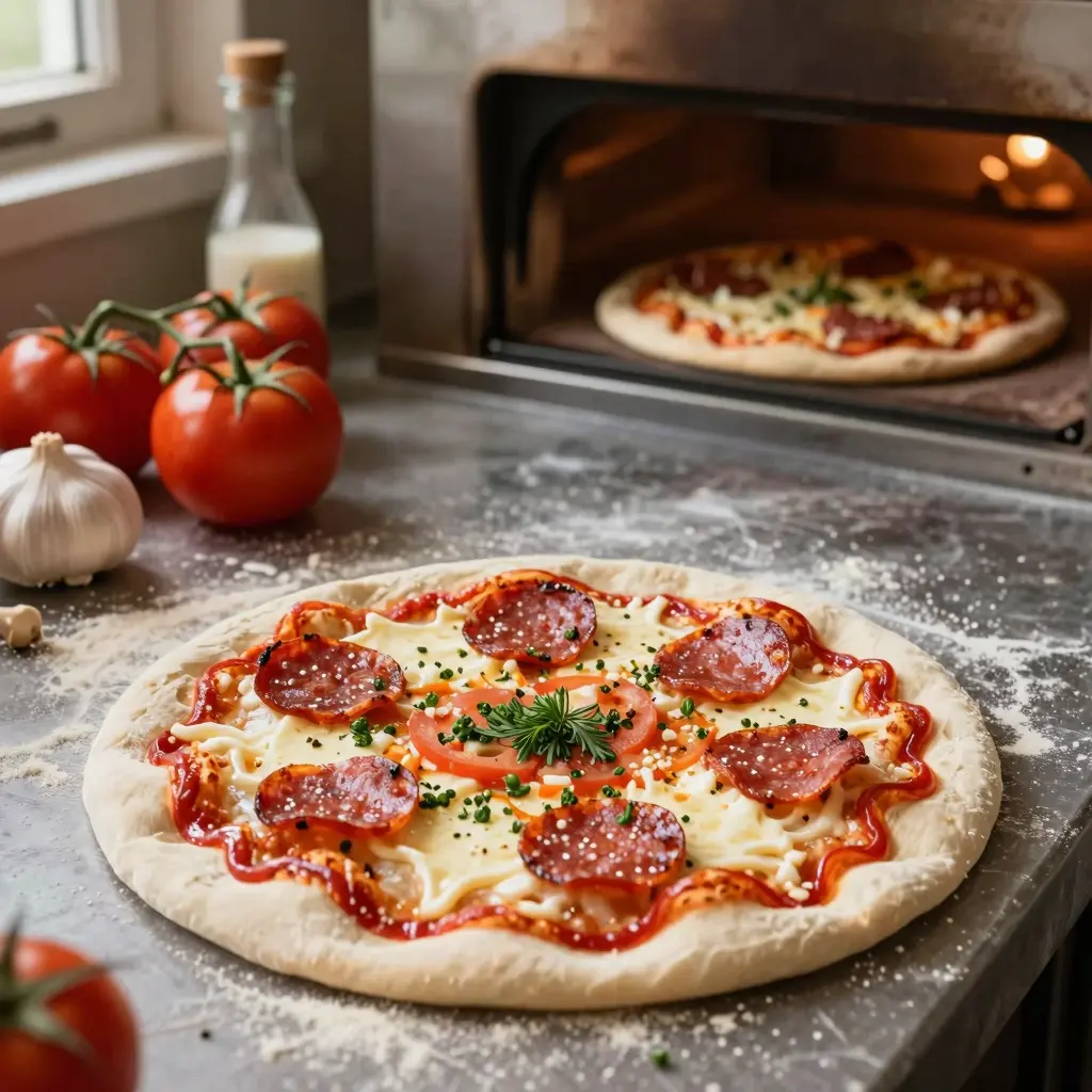 Pizza being made