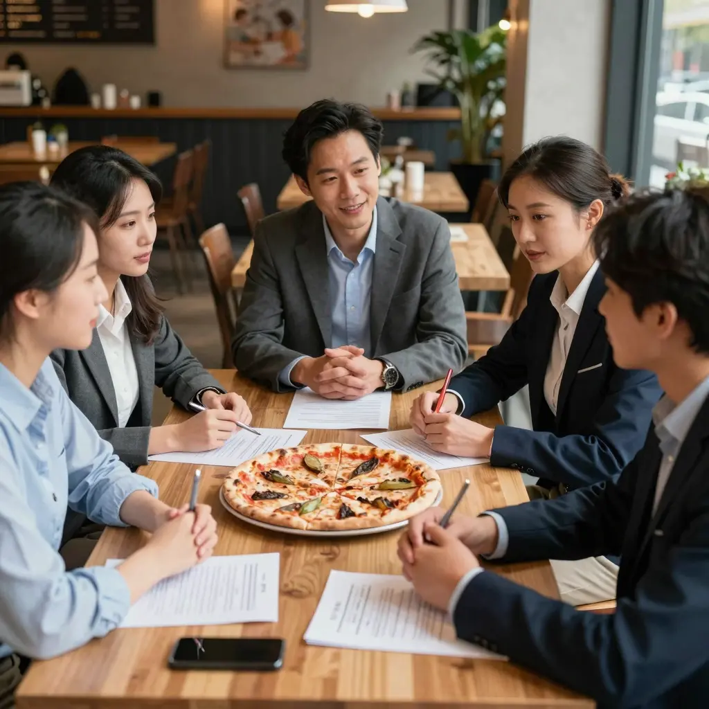 Business Meeting at a Pizza Restaurant