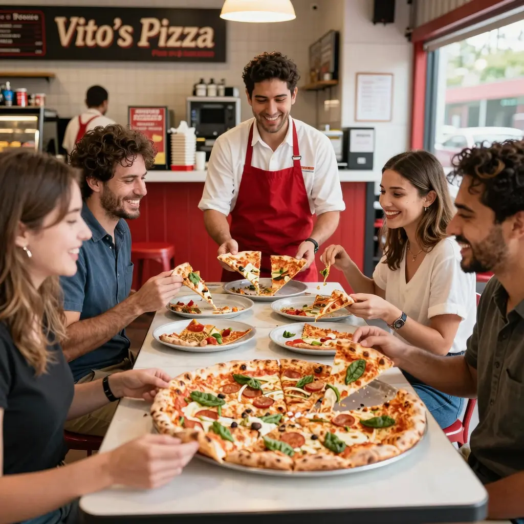 A vibrant image of Vito's Pizza atmosphere
